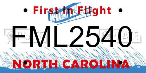 FML2540 North Carolina License Plate