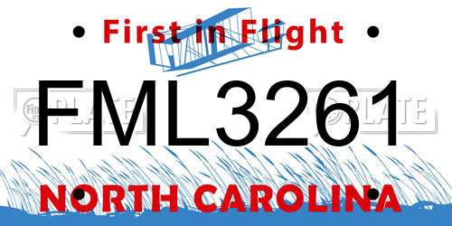 FML3261 North Carolina License Plate