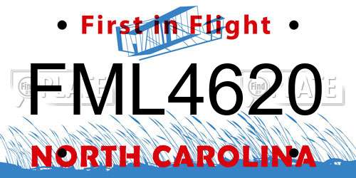 FML4620 North Carolina License Plate