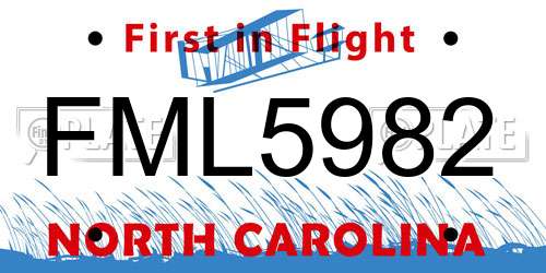 FML5982 North Carolina License Plate