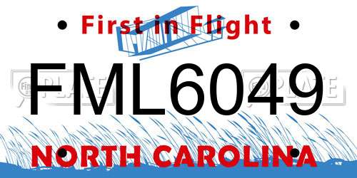 FML6049 North Carolina License Plate