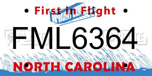 FML6364 North Carolina License Plate
