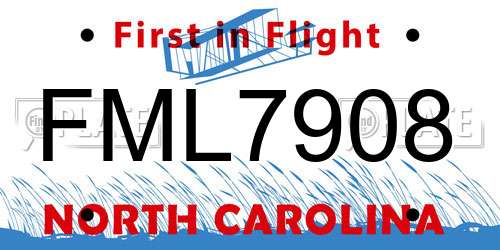 FML7908 North Carolina License Plate