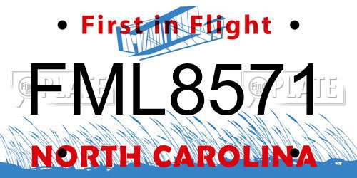 FML8571 North Carolina License Plate