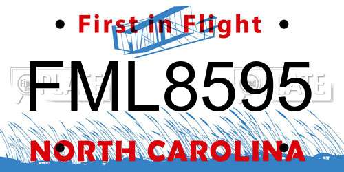 FML8595 North Carolina License Plate