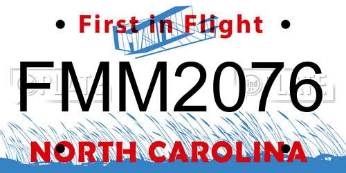 FMM2076 North Carolina License Plate