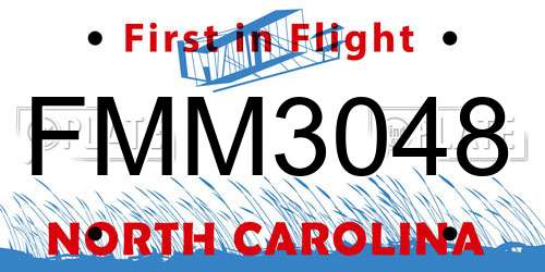 FMM3048 North Carolina License Plate