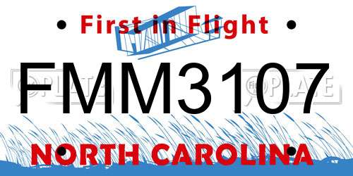 FMM3107 North Carolina License Plate