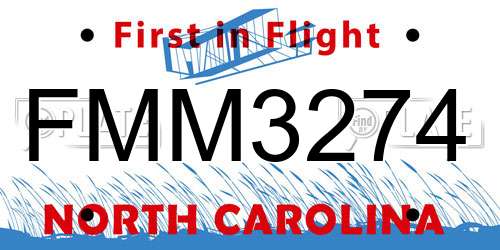 FMM3274 North Carolina License Plate