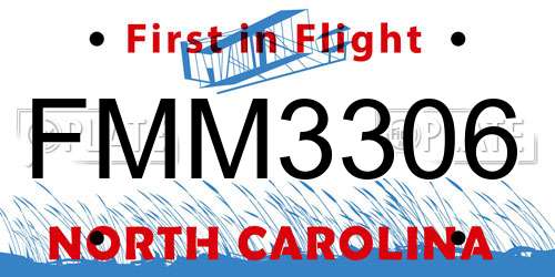 FMM3306 North Carolina License Plate