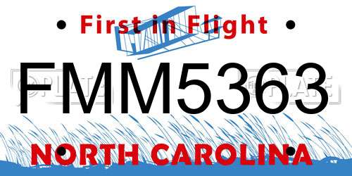 FMM5363 North Carolina License Plate