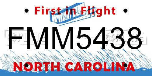 FMM5438 North Carolina License Plate
