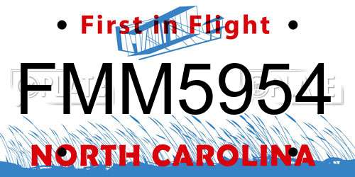 FMM5954 North Carolina License Plate