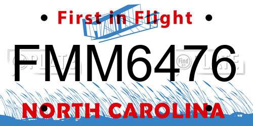 FMM6476 North Carolina License Plate