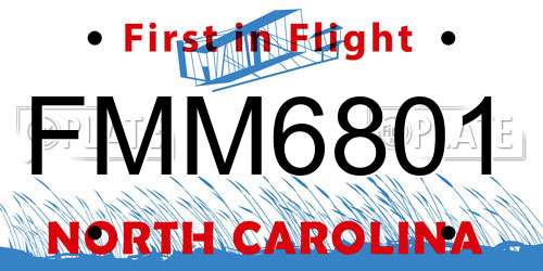 FMM6801 North Carolina License Plate