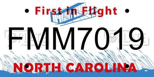 FMM7019 North Carolina License Plate