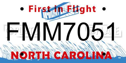 FMM7051 North Carolina License Plate