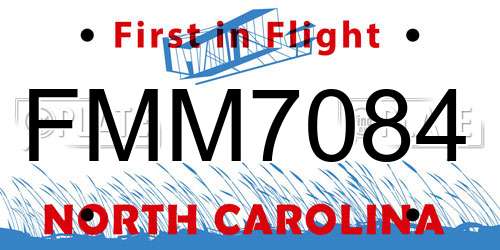 FMM7084 North Carolina License Plate
