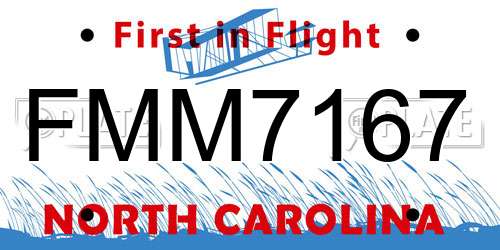 FMM7167 North Carolina License Plate