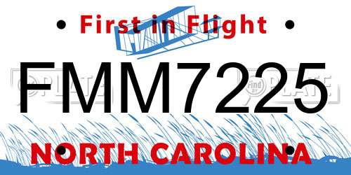 FMM7225 North Carolina License Plate