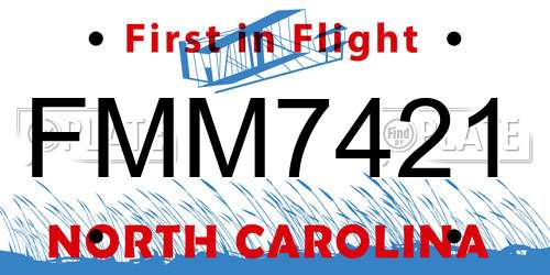 FMM7421 North Carolina License Plate