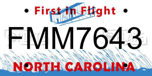 FMM7643 North Carolina License Plate