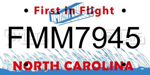 FMM7945 North Carolina License Plate