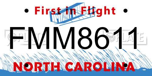 FMM8611 North Carolina License Plate