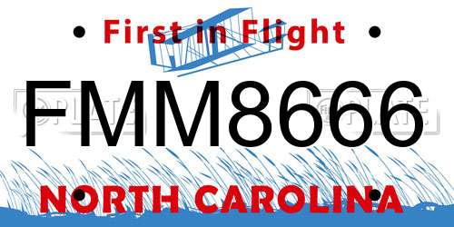 FMM8666 North Carolina License Plate