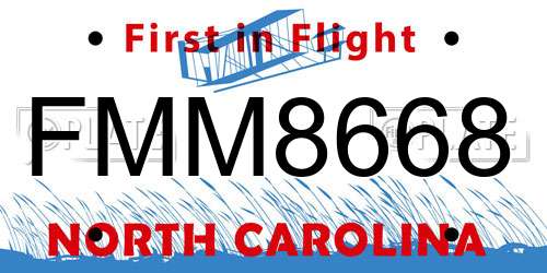 FMM8668 North Carolina License Plate