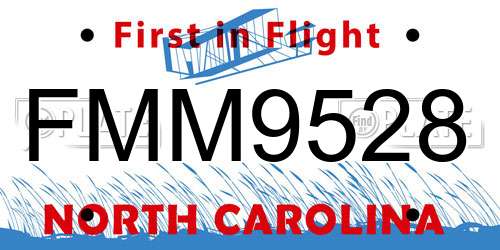 FMM9528 North Carolina License Plate