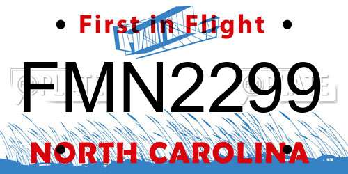 FMN2299 North Carolina License Plate
