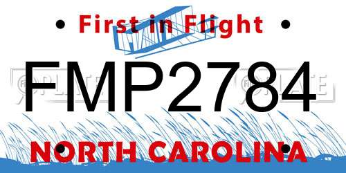 FMP2784 North Carolina License Plate