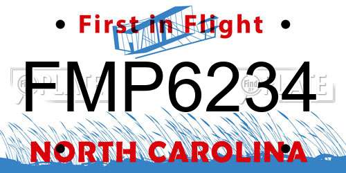FMP6234 North Carolina License Plate