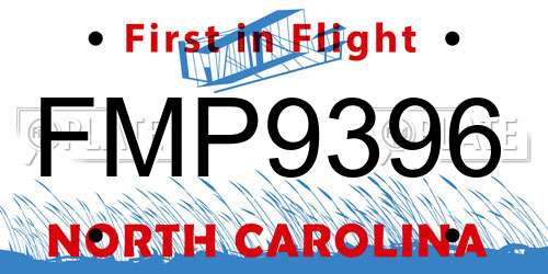 FMP9396 North Carolina License Plate
