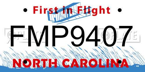 FMP9407 North Carolina License Plate