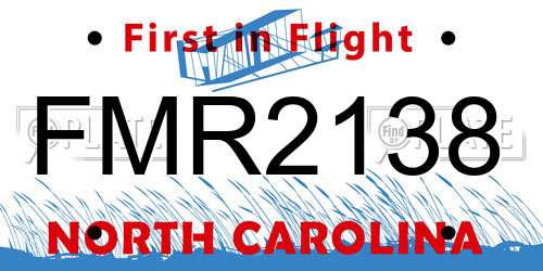 FMR2138 North Carolina License Plate