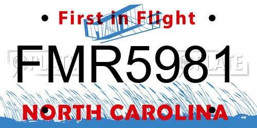 FMR5981 North Carolina License Plate