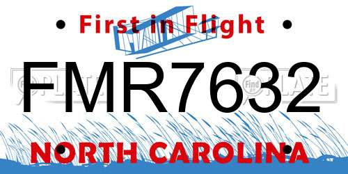 FMR7632 North Carolina License Plate