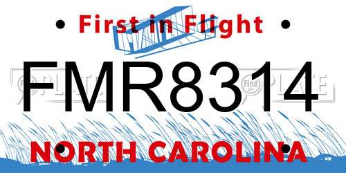 FMR8314 North Carolina License Plate