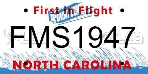 FMS1947 North Carolina License Plate