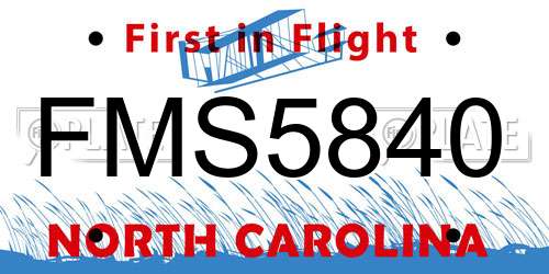 FMS5840 North Carolina License Plate