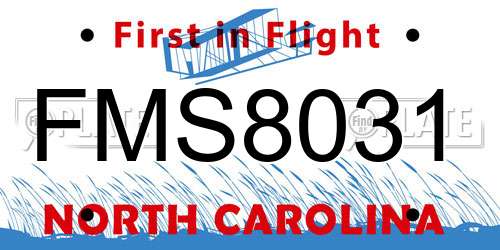 FMS8031 North Carolina License Plate