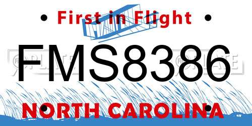 FMS8386 North Carolina License Plate