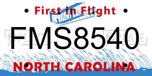 FMS8540 North Carolina License Plate