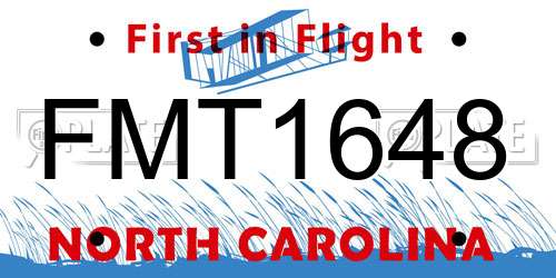 FMT1648 North Carolina License Plate