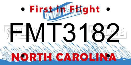 FMT3182 North Carolina License Plate