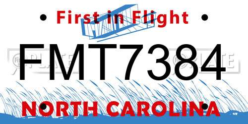 FMT7384 North Carolina License Plate