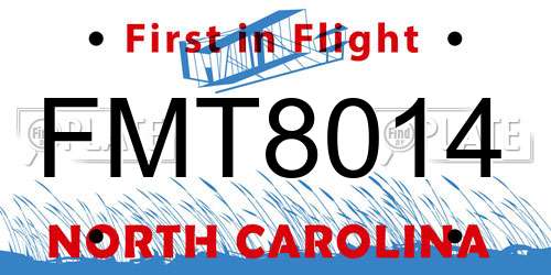FMT8014 North Carolina License Plate