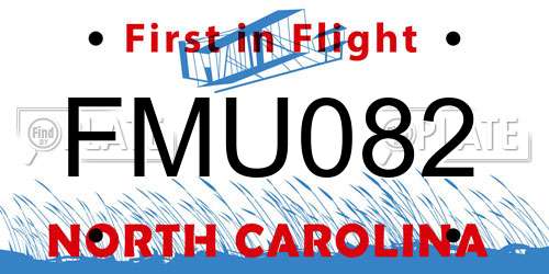 FMU082 North Carolina License Plate